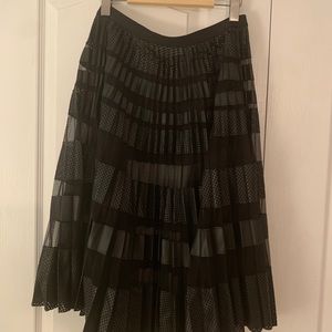 BCBG mesh and faux leather pleated skirt